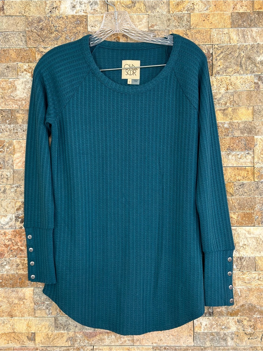 Chaser women’s long sleeve waffle knit